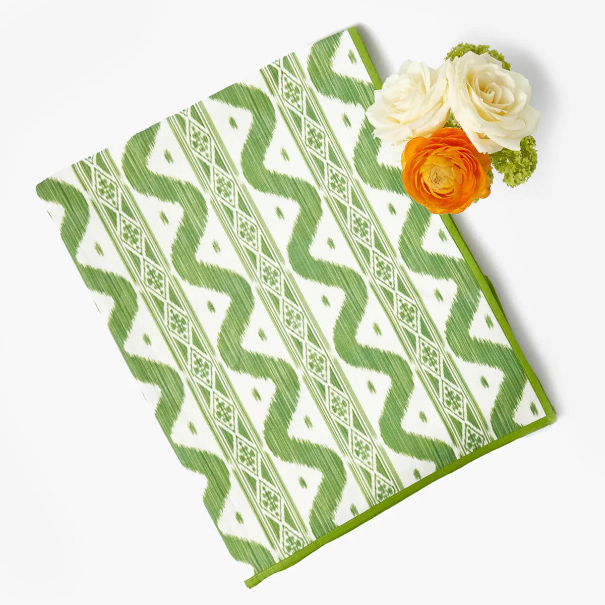 Green IKAT tablecloth