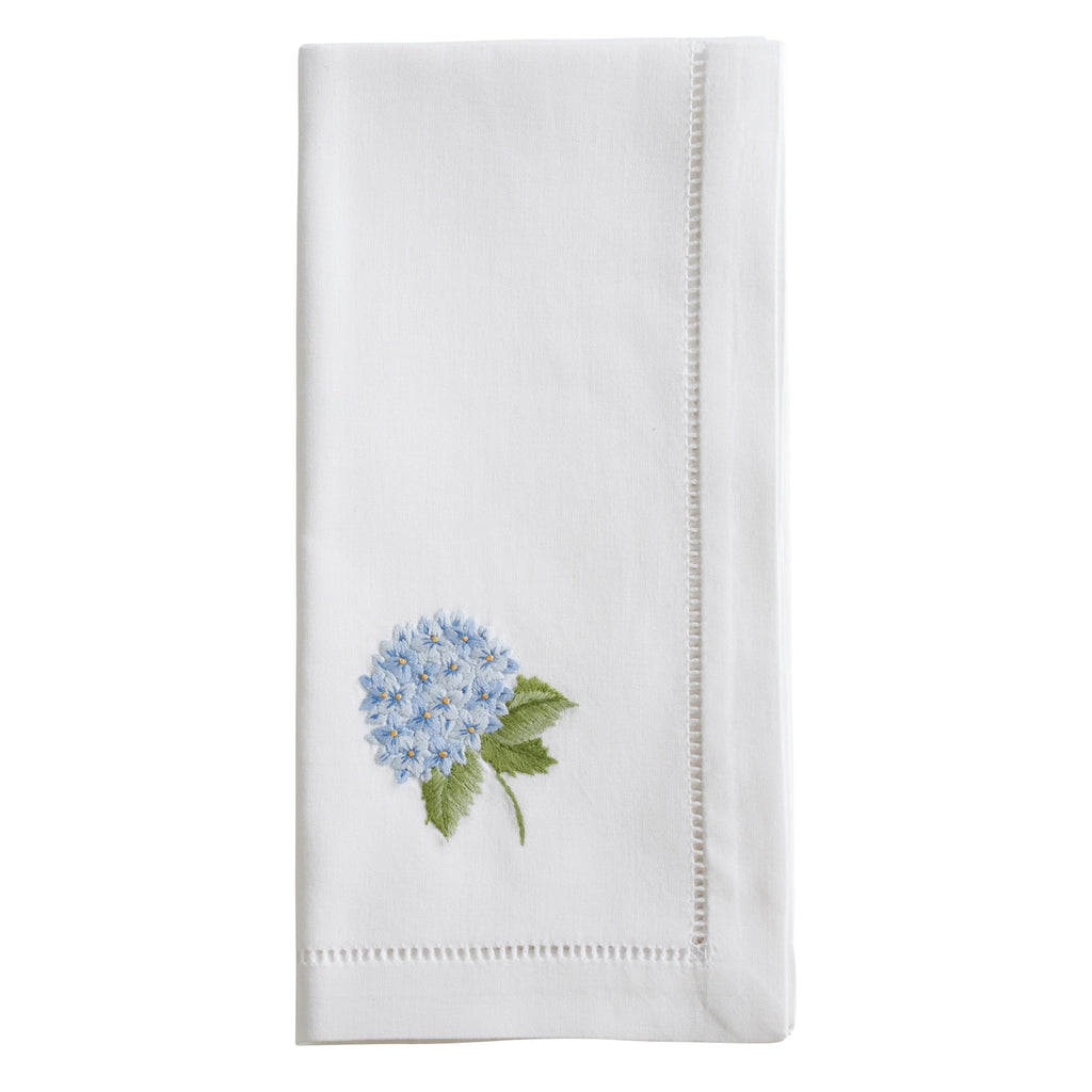 Hydrangea White Hemstitched Napkin