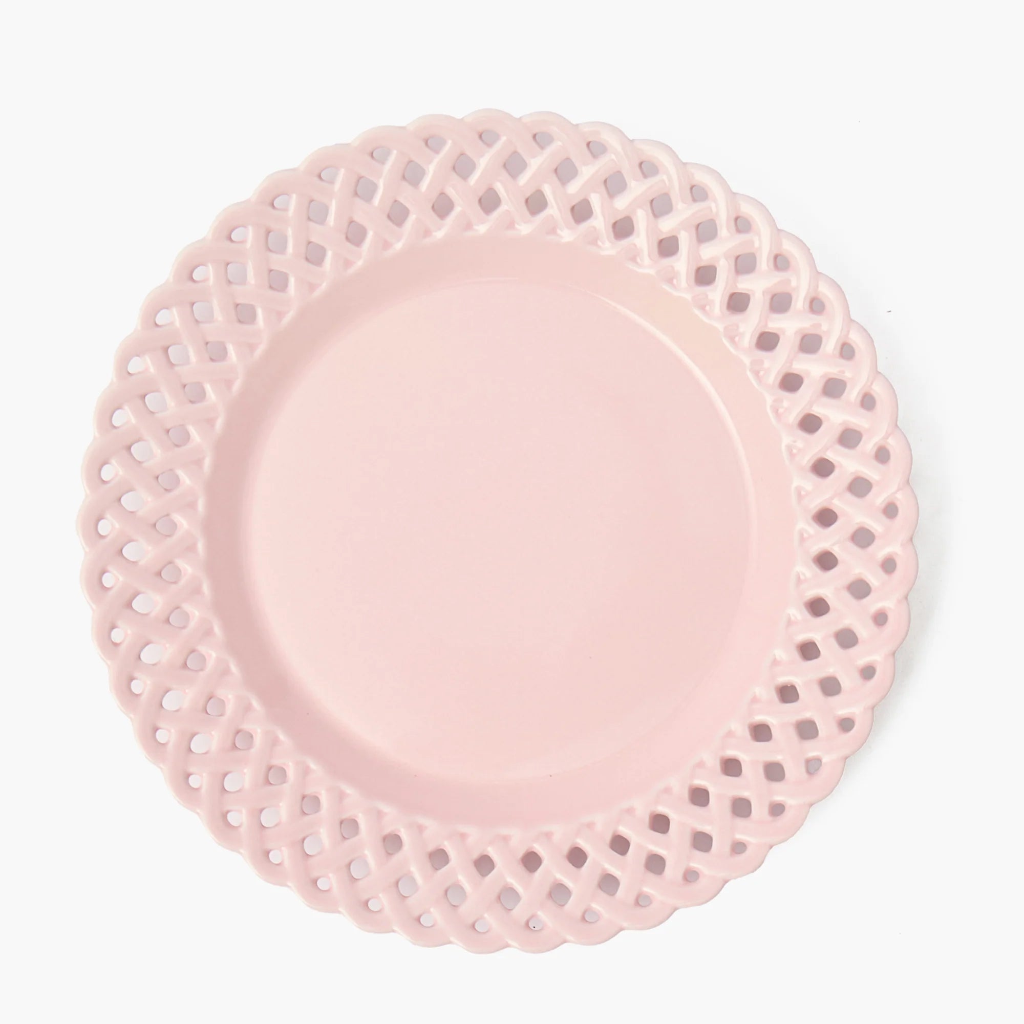 Pink Basketweave Dinner Plate
