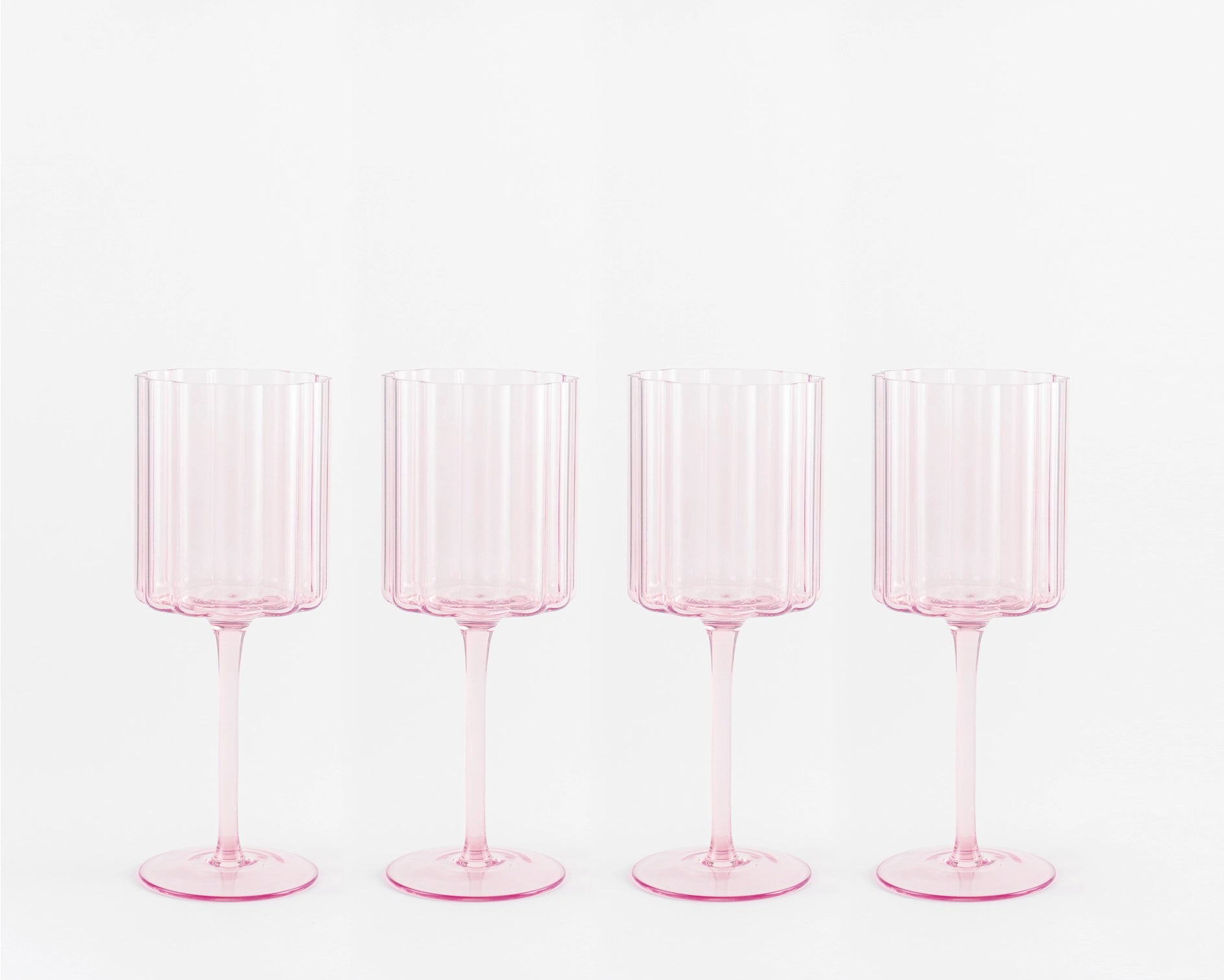 Pink Scallop Edged Wine Glasses