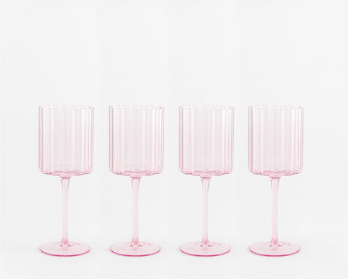 Pink Scallop Edged Wine Glasses