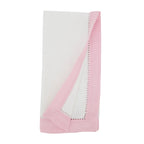 Pink Border Hemstitched White Napkin