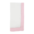 Pink Border Hemstitched White Napkin