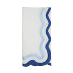 Blue Scalloped Border White Napkin