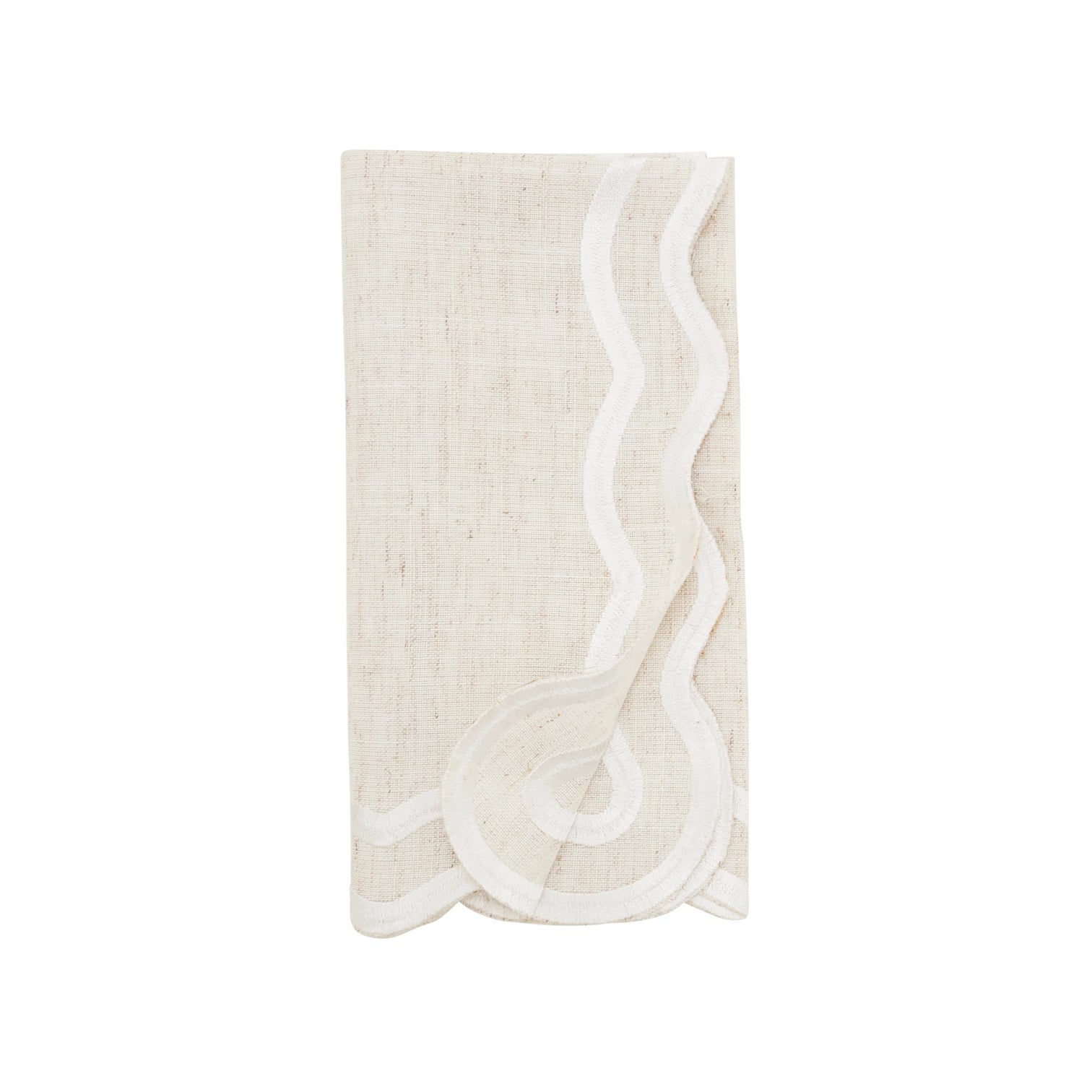 White Scallop Border Natural Napkin