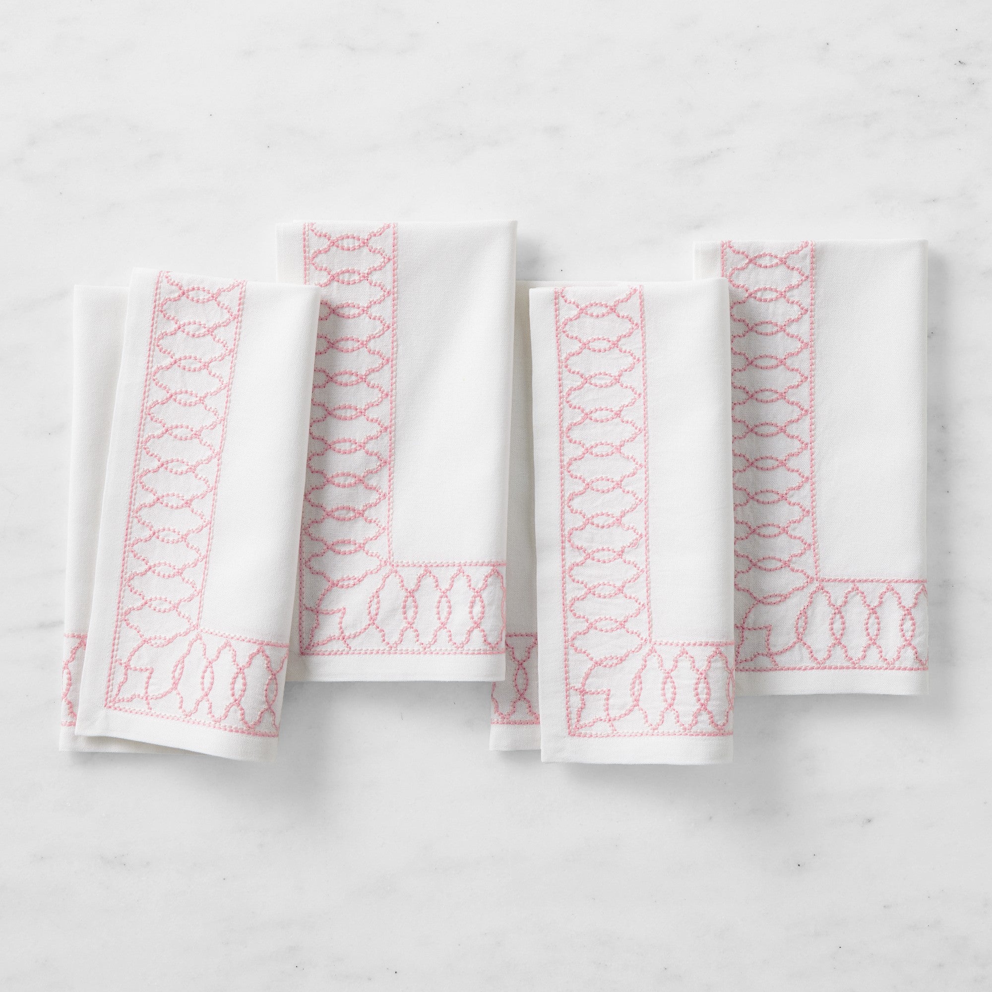 White Napkins with Pink