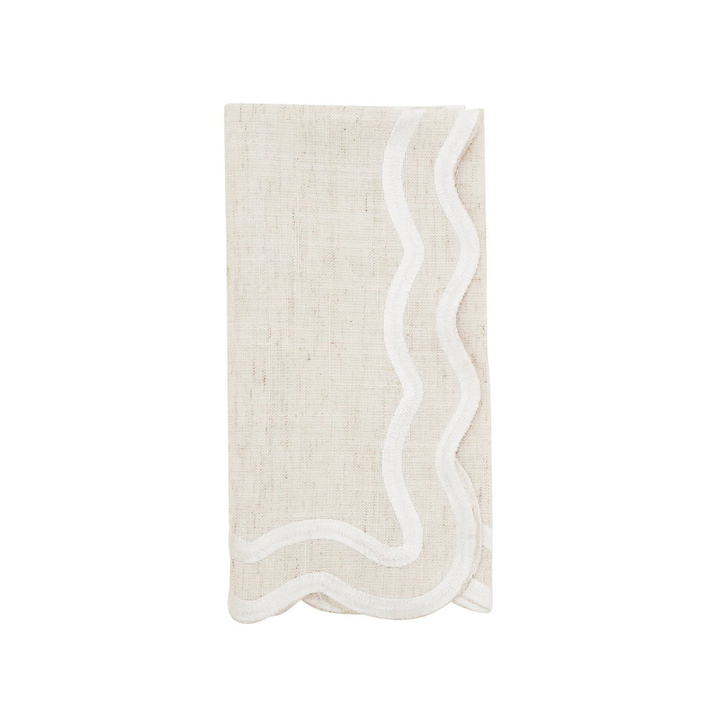 White Scallop Border Natural Napkin