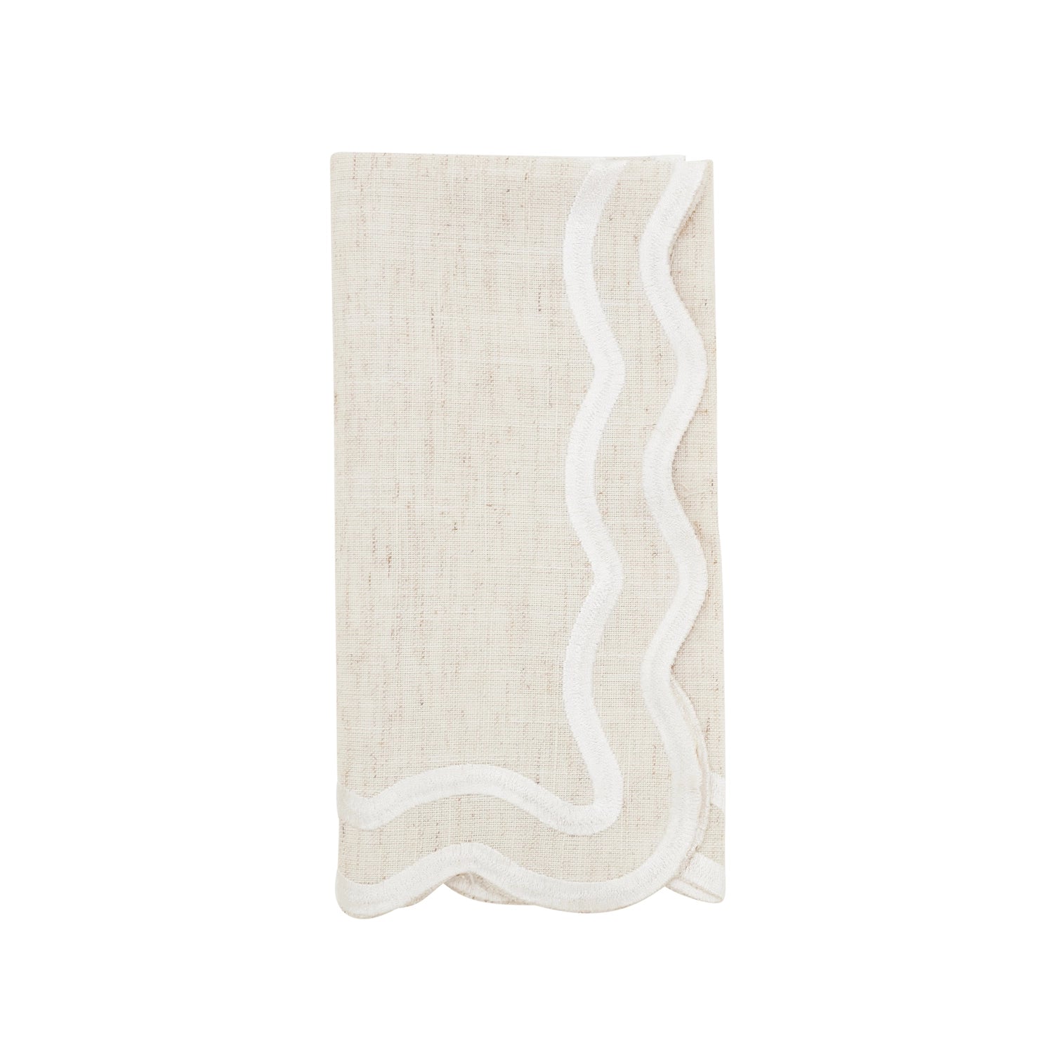 White Scallop Border Natural Napkin