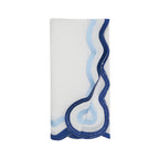 Blue Scalloped Border White Napkin