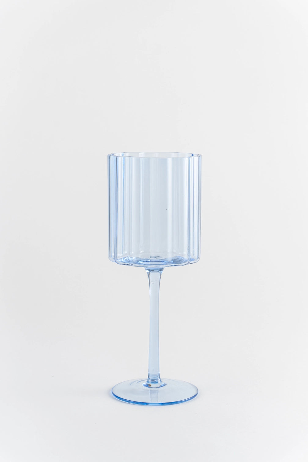 Blue Scallop Edge Wine Glasses