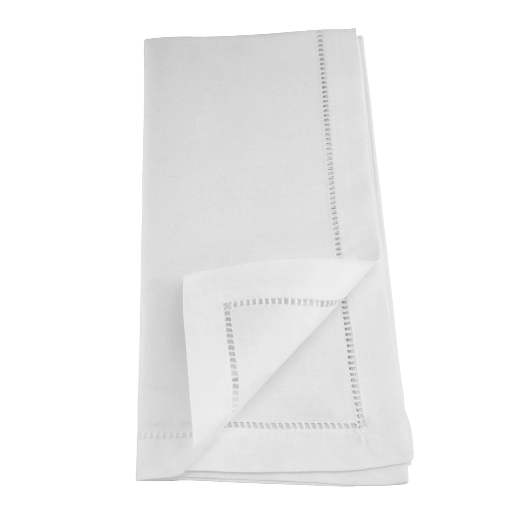 Hydrangea White Hemstitched Napkin