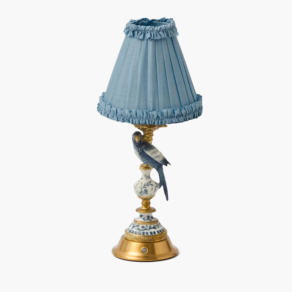 Soft Blue Silk Frilled Shade